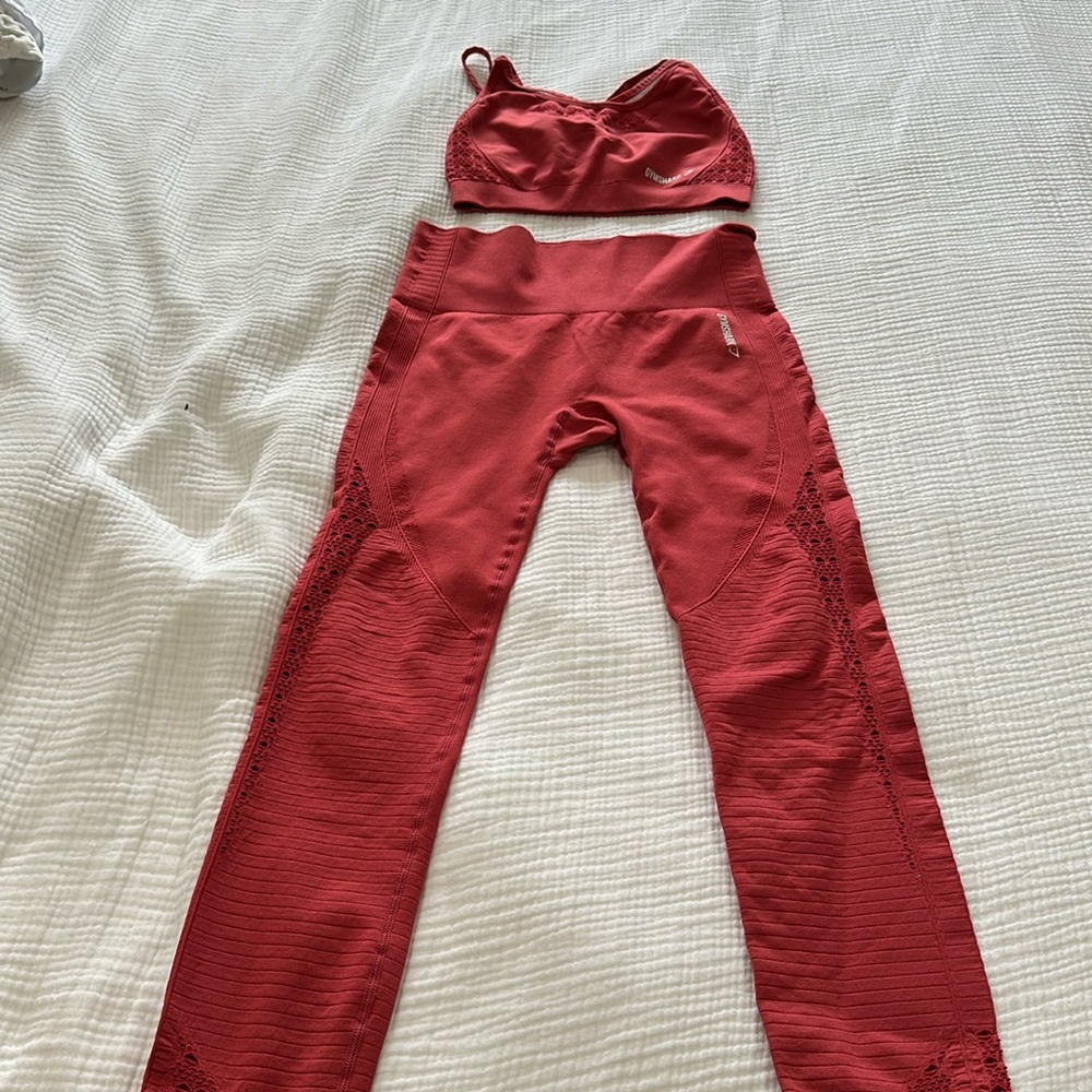 Gymshark Red Leggings and Top Set